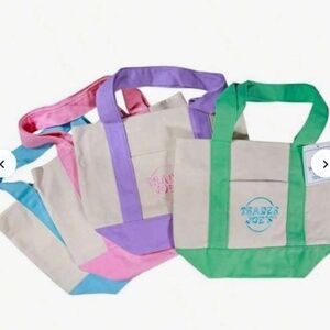 Trader Joe's 2026 Pastel Mini Canvas Tote -Set of 4 - NEW w/tags-Limited Edition